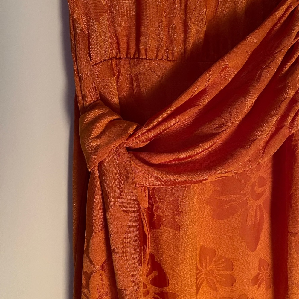 Zara Orange Asymmetrical Long Jacquard Dress - Picture 3 of 5
